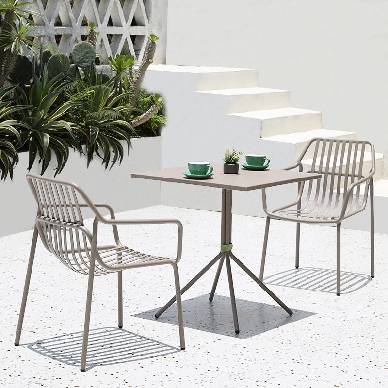 Contemporary Aluminum Dining Armchair Stacking Chairs 32.28" High