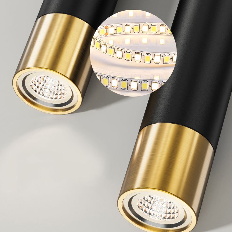 Luz de isla LED negra acrílica en simplicidad moderna de aluminio Luz de colgante lineal para comedor