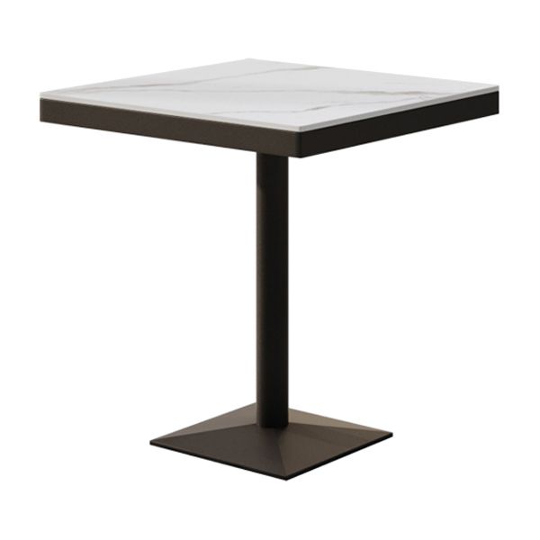 Metal Industrial Square Dining Table Sintered Stone Top Table with Pedestal