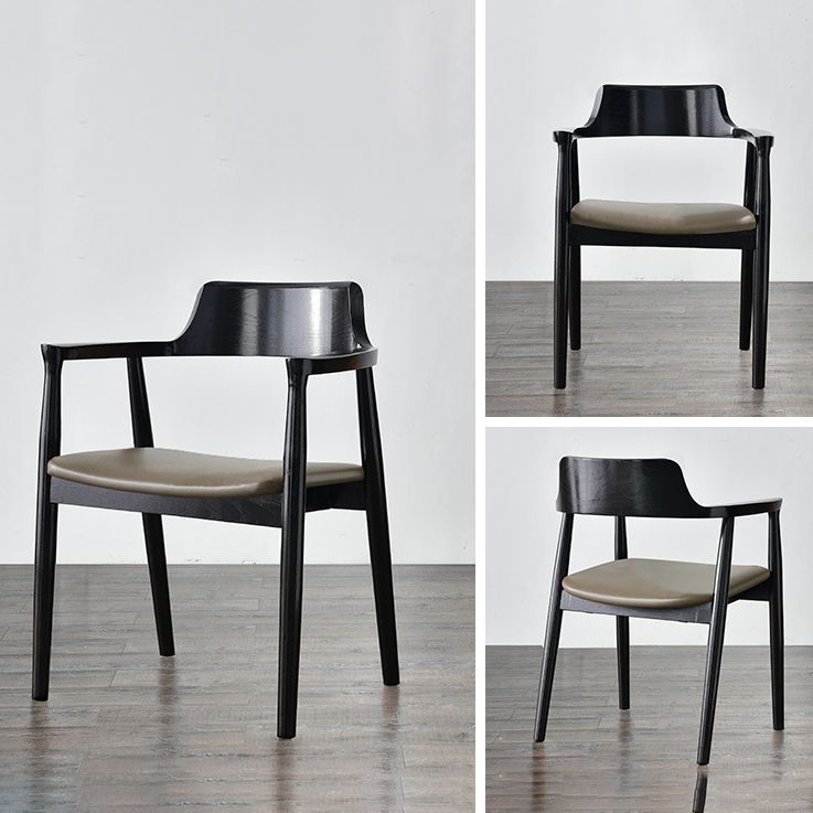 Modern Style Wooden Matte Finish Dining Arm Chair Open Back Arm Chair for Home Use