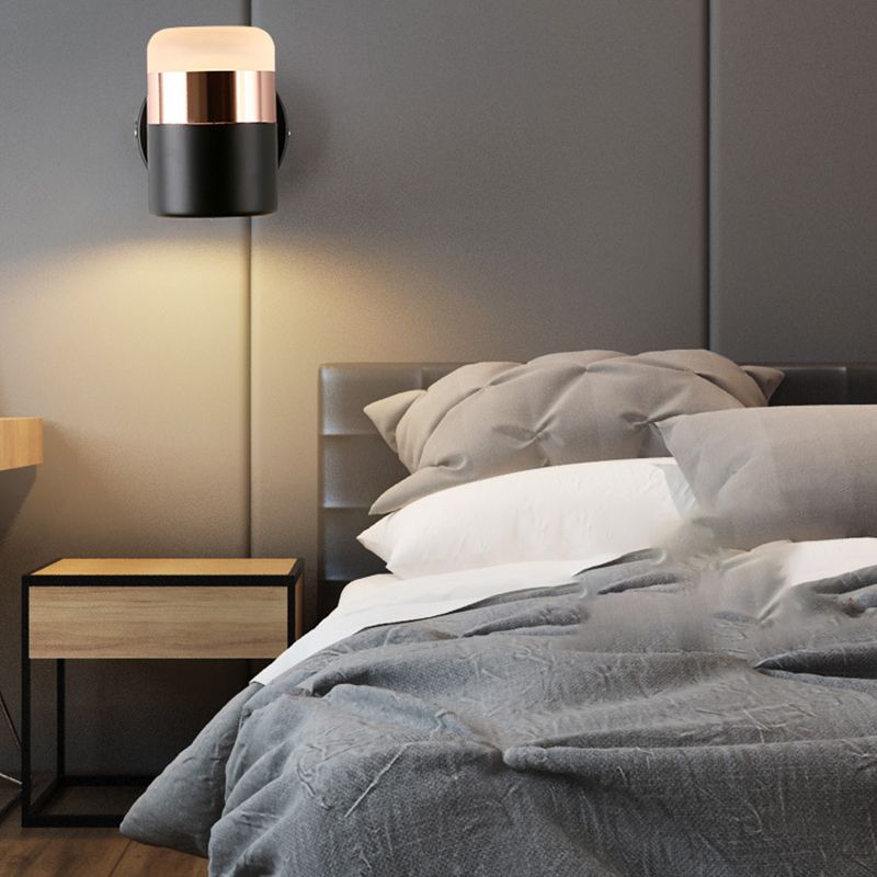 Modern Cylinder Shade Wall Sconce Metal 1 Light Sconces for Bedroom