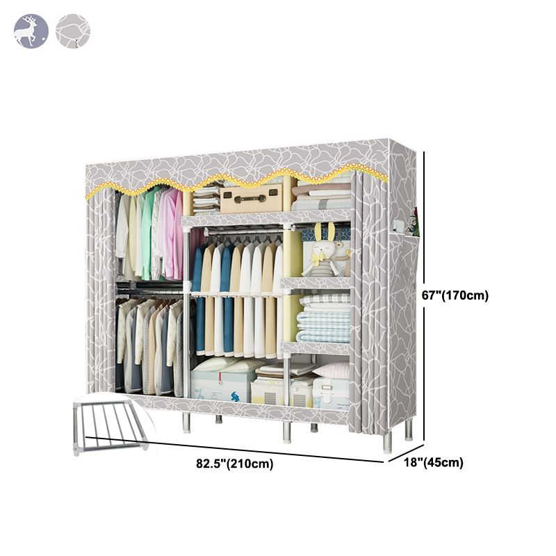 Steel Frame Wardrobe Armoire Contemporary Style Wardrobe Cabinet for Bedroom