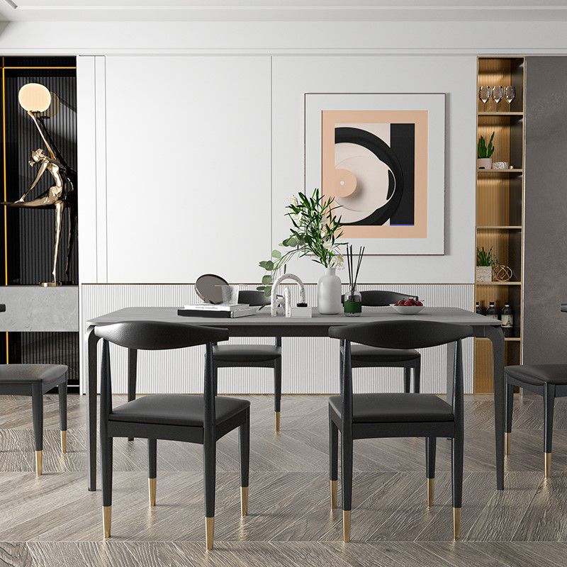 Iron and Slate Table Glam Style Home Rectangular Living Room Dining Table