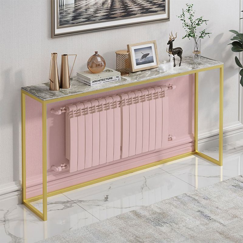 33.46" Tall Glam Console Sofa Table 1-Shelf Stone Accent Table for Hall