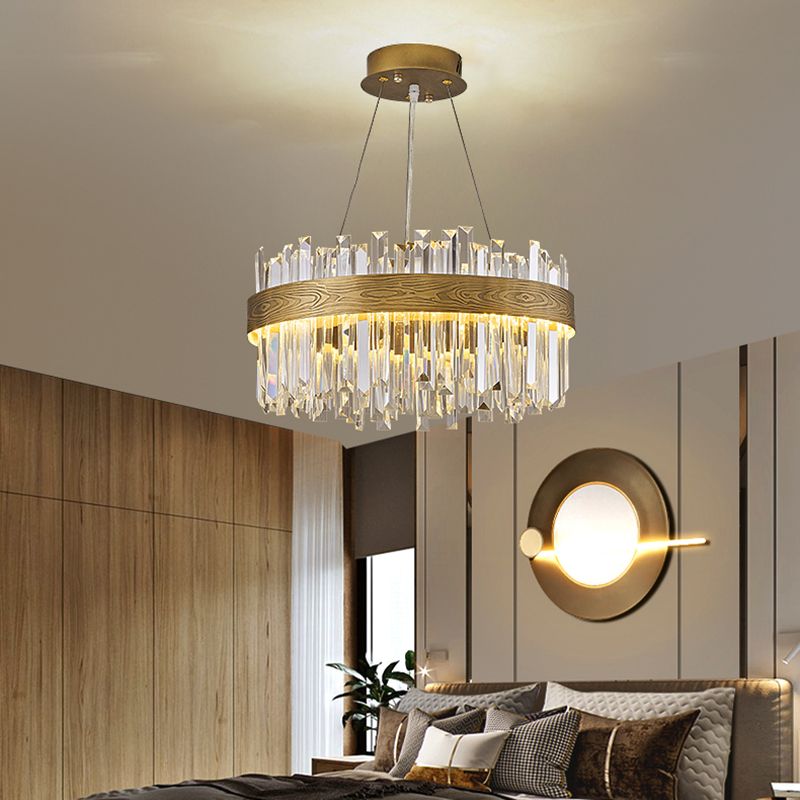 Gold Nordic Modern Lighting Fixtures Crystal Circle Down Lighting Pendant