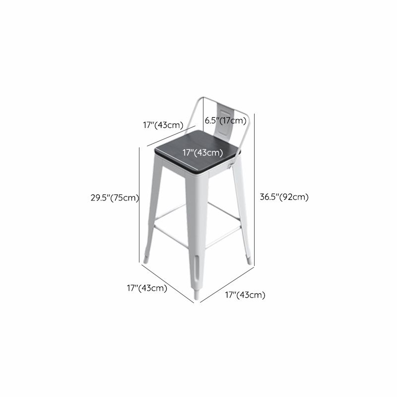 Modern Metal Bar Stool Armless Patio Bar Stool with White Base