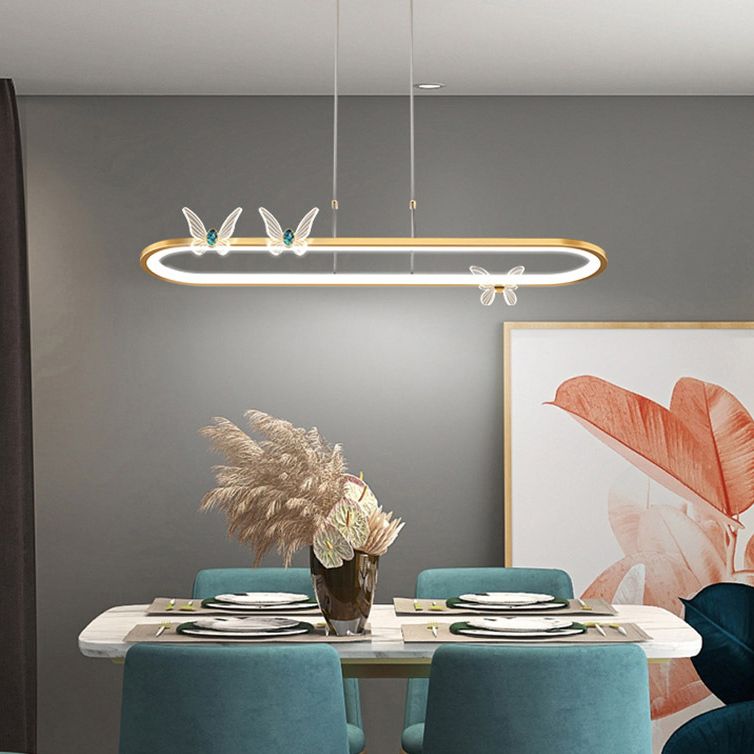 Luci dell'isola geometrica illuminazione moderna con farfalle lampade isola metallica 1 luce in oro