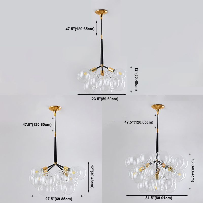 Globe Chandelier Light Fixture Vintage Clear Glass Pendant Lighting for Restaurant