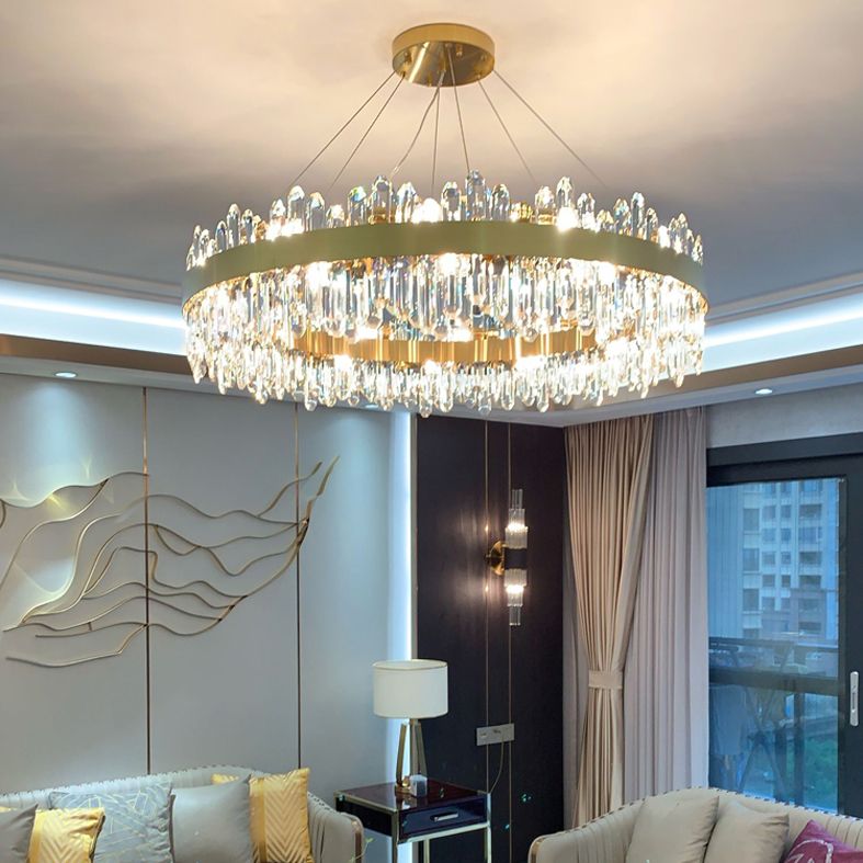 Minimalist Ceiling Pendant Light Ring Crystal Chandelier Lighting for Living Room