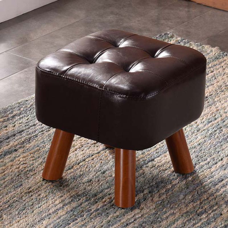 Modern Tufted Ottoman Water Resistant Genuine Leather Square Footstools Ottoman