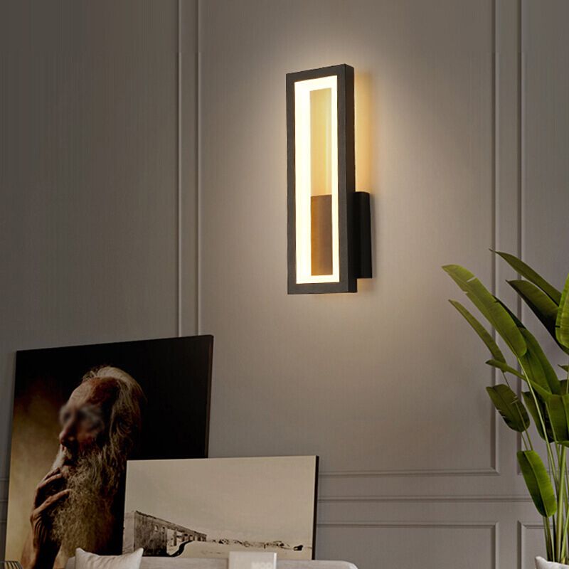 1 Light Rectangle Wall Mounted Lamps Modern Style Metal Wall Sconces