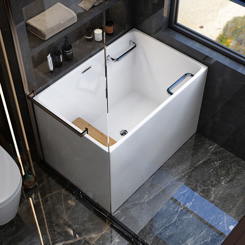 Modern Rectangle White Acrylic Bathtub Back to Wall with Drain Bath Tub and Overflow Hole