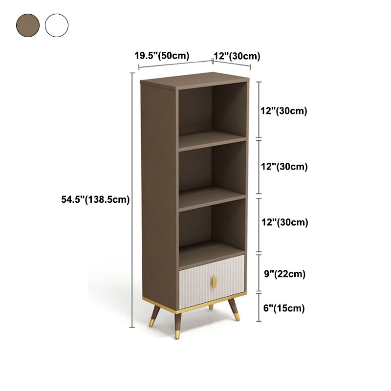 Rectangle Closed Back Bookcase Modern Wooden Bookshelf with Drawers