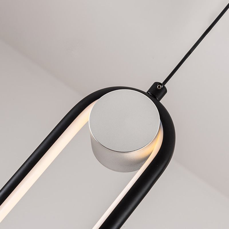 Linear Shape Metal Pendant Light Modern Style 1-Light Hanging Lamp