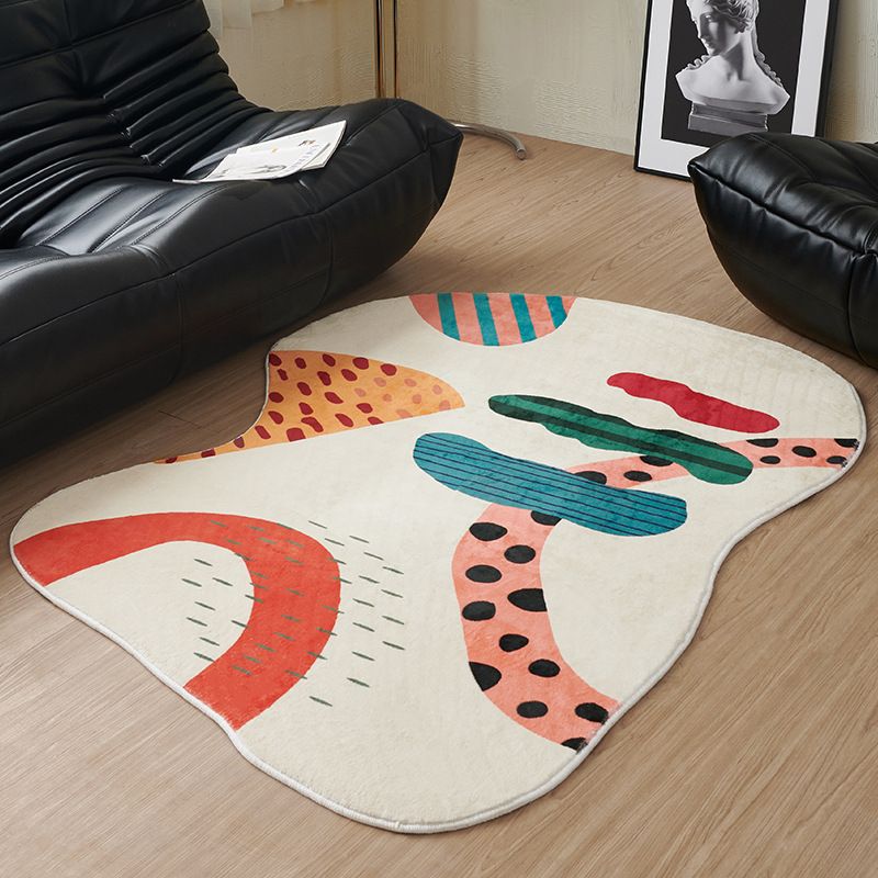 Orange Casual Rug Polyester Contrast Color Rug Washable Rug for Drawing Room