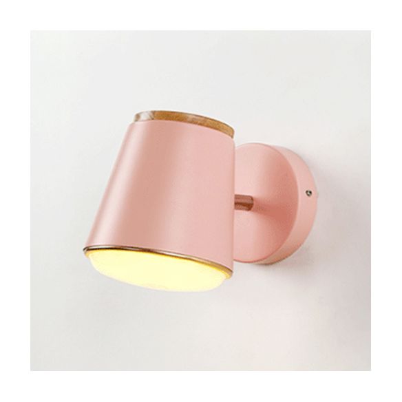 Tapered Wall Light Fixture Macaron Metal 1 Light Sconce Light in Pink/Grey/Green for Bedroom