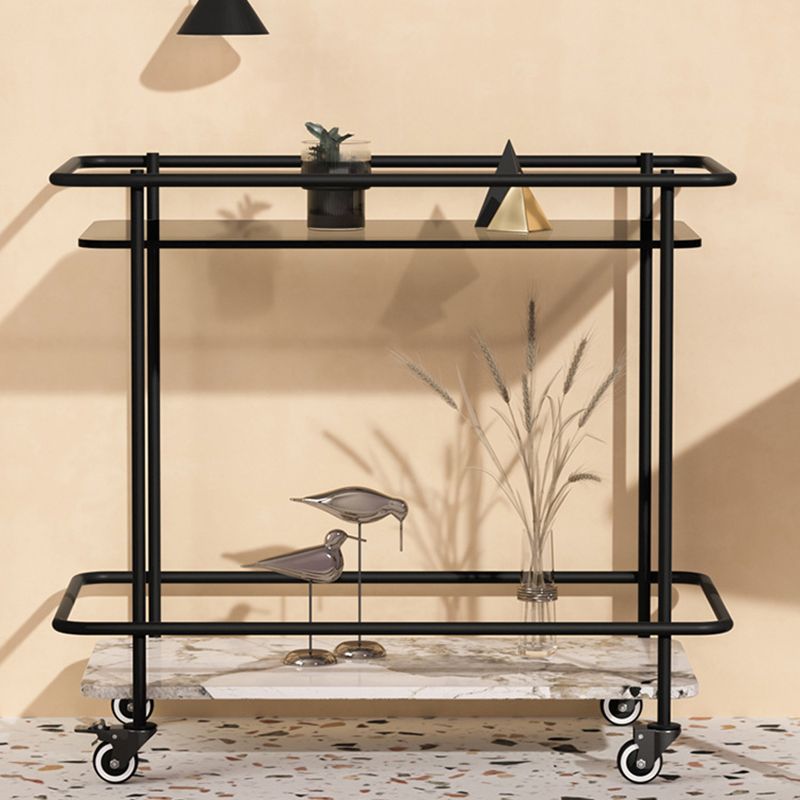 23.6" Tall Contemporary End Slide Table Glass Top Rectangular Side Table