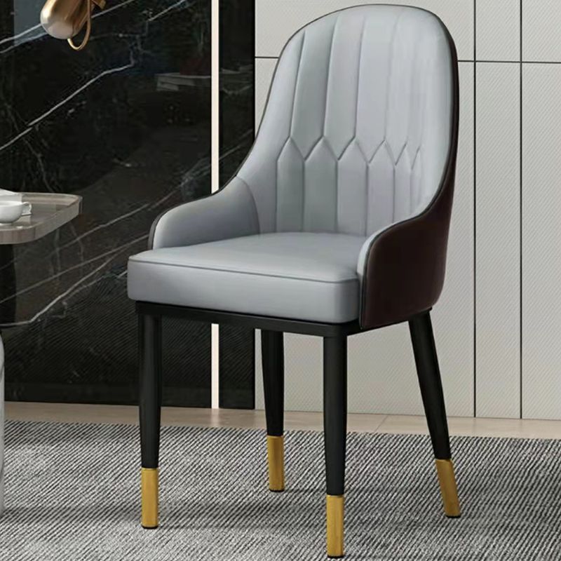 Modern Style Arm Chair Metal Solid Back Dining Chair for Kitchen