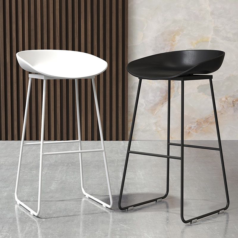 Coffee Shop Counter Stool Glam Metal Footrest Low Back Counter Stools