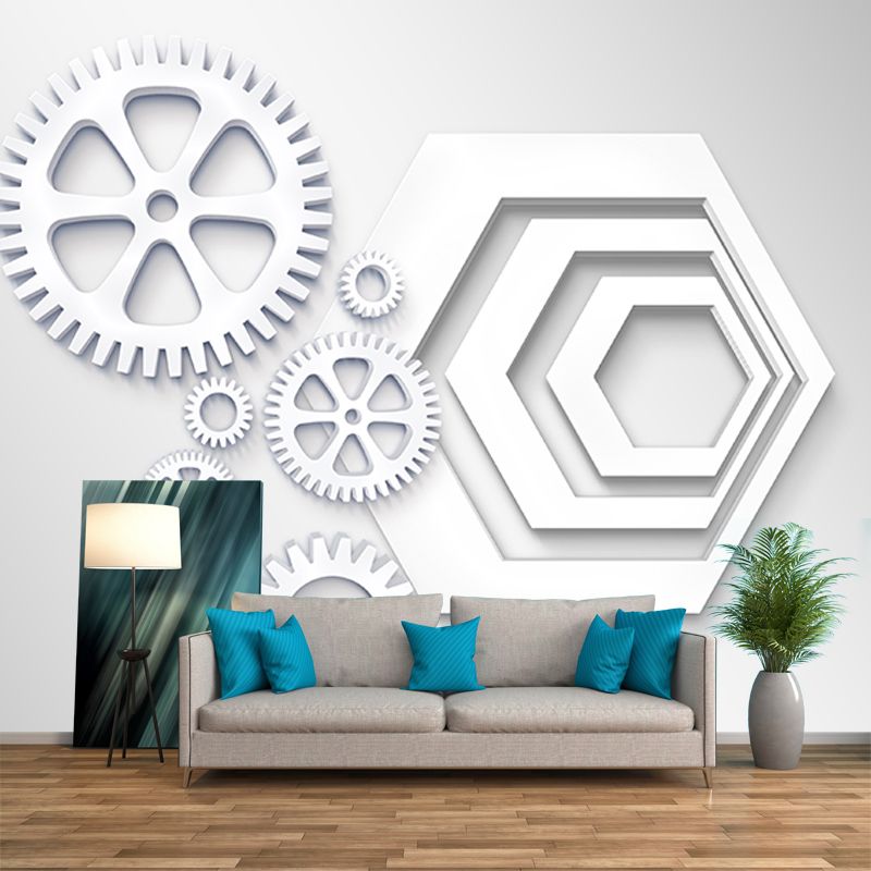 Metal Gear Illustration Mural Wallpaper Environment Friendly Living Room Wall Mural