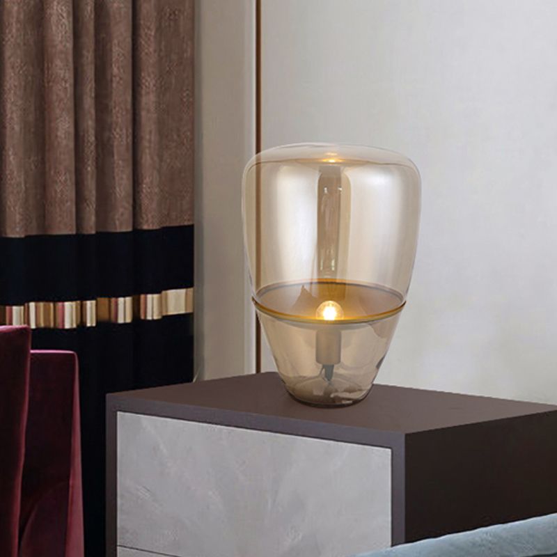 Lampada da comodino in barattolo Contemporanea in vetro cognac da 8,5"/11"/17" di larghezza, 1 lampadina, illuminazione da lavoro per camera da letto