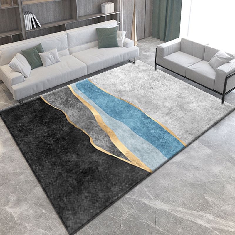 Dark Gray Gorgeous Rug Polyester Graphic Indoor Rug Stain Resistant Rug for Drawing Room