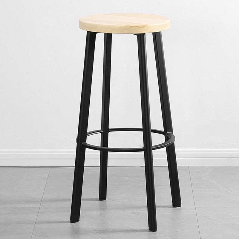 Modern Minimalist Bar And Counter Stool Wrought Iron Solid Wood Cafe Bar Stool,Set of 4