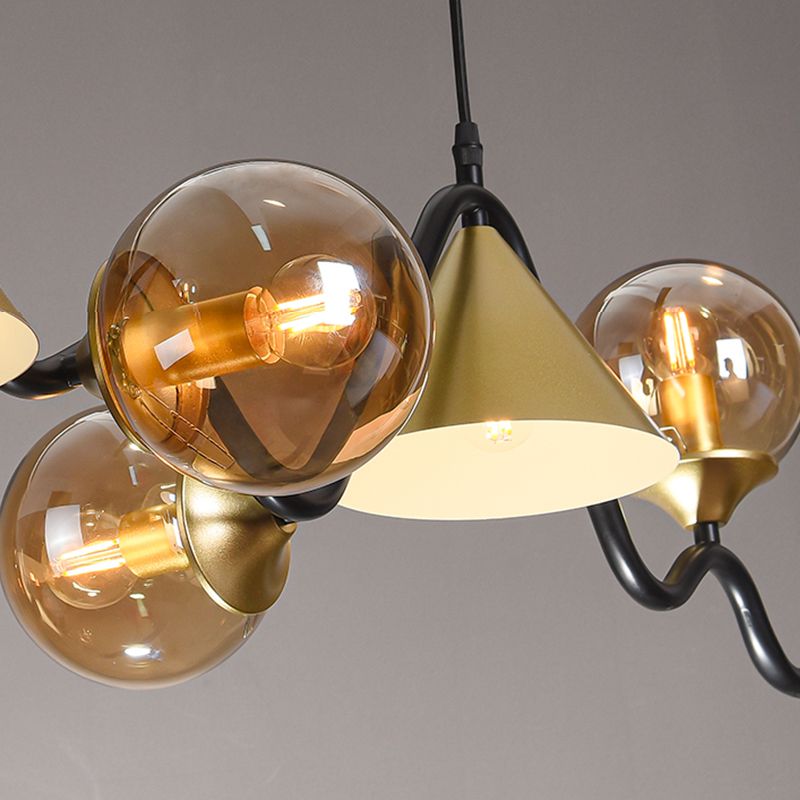 Nordic Glass Island Light Geometric 6 Lights Island Anhänger für Wohnzimmer