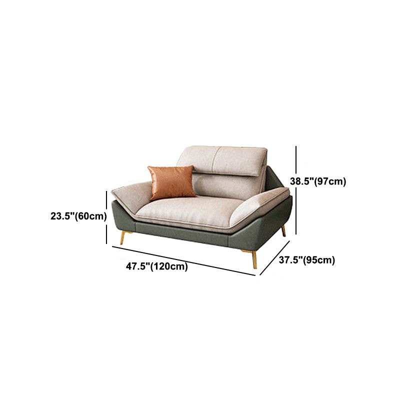 Flared Arm Faux Leather Furniture Sectionals in Green and White