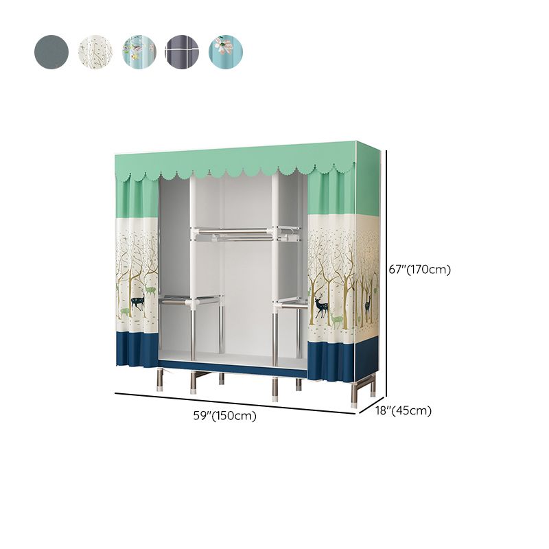 Metal Wardrobe Cabinet Modern Wardrobe Armoire with Shelves and Legs