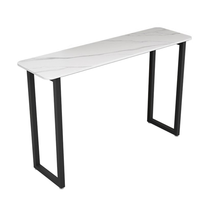 Rectangle Sintered Stone Bar Table Sled Base Dining Table in White