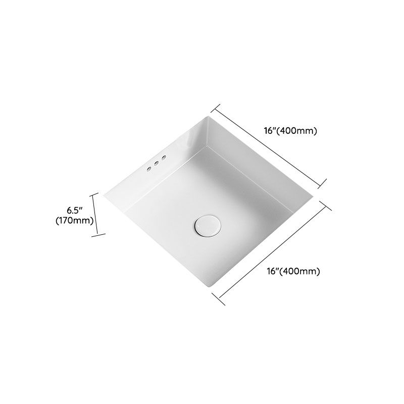 Modern Undermount Bathroom Sink Porcelain with Overflow and Faucet Basin Sink