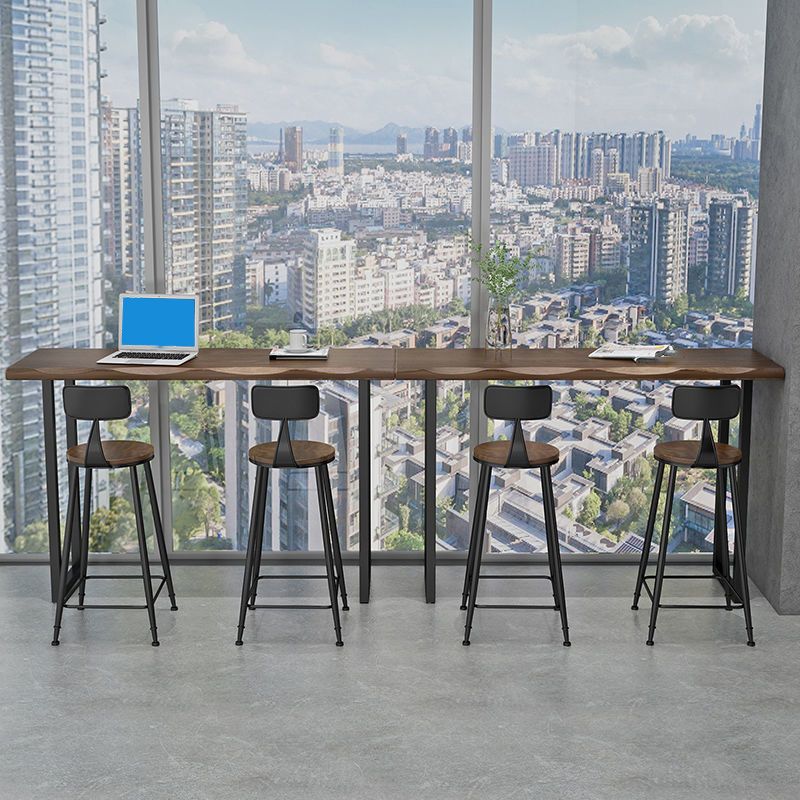 Industrial Style Bar Table Pine Solid Wood Double Pedestal Bar Dining Table