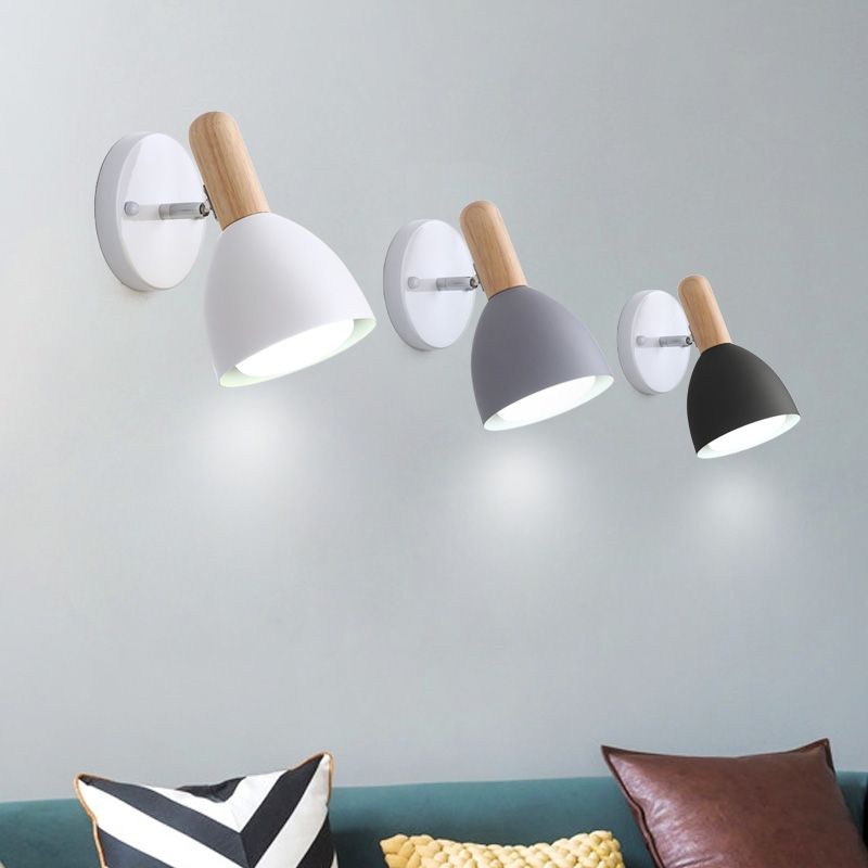 Childrens Style Bell Shaped Sconce Metal 1-Bulb Bedroom Reading Wall Lamp with Pivot Joint