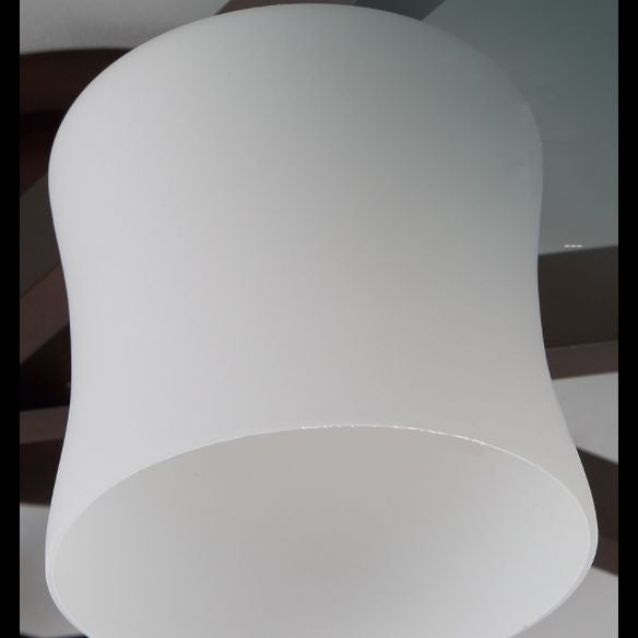 Chinese Style Wooden Semi Flush Mount Lighting White Acrylic Shade Ceiling Lamp for Dining Room
