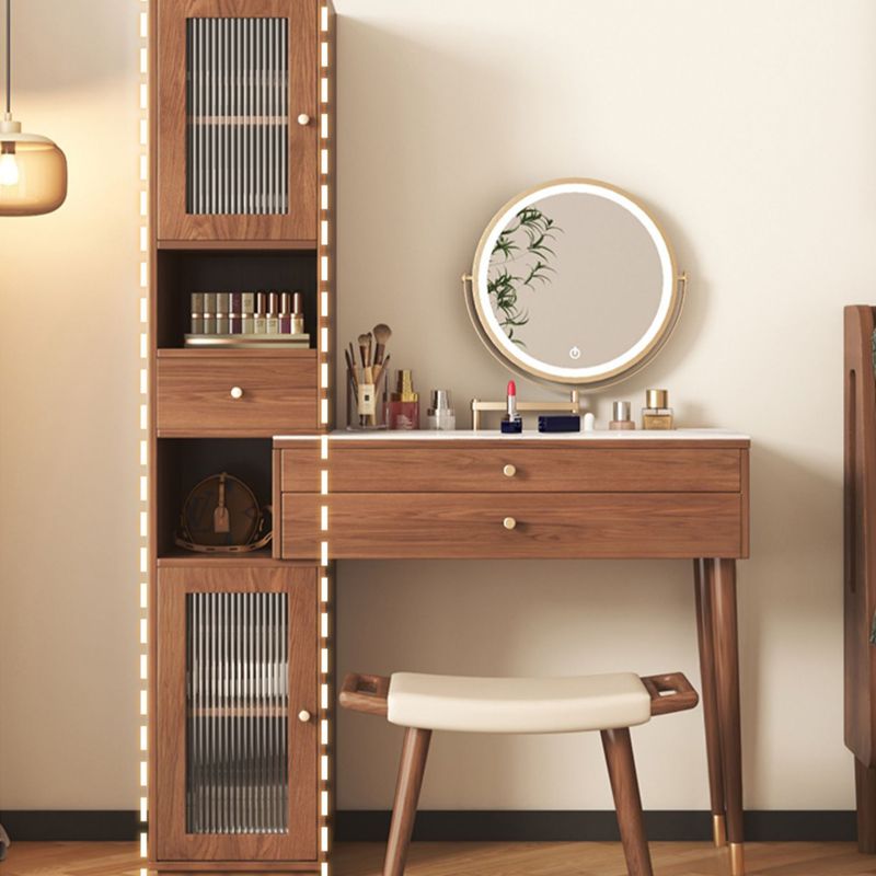 Modern Solid Wood Table Makeup Vanity with Drawers for Bedroom