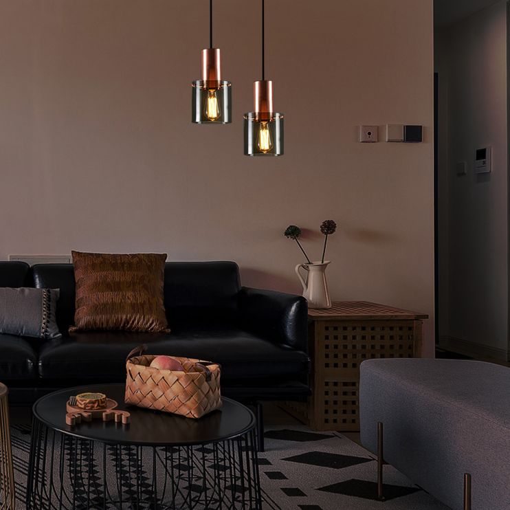 Metal Cylinder Pendant Light Nordic Modern Style Down Lighting for Living Room