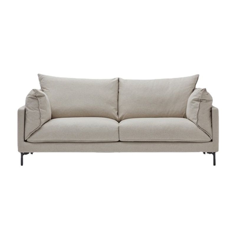 Contemporary Fabric Square Arm Loveseat Standard Loose Back Setee