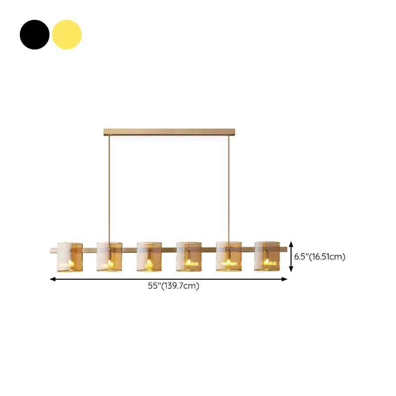 Glass Multi - Head Kitchen Island Light Modern Pendant Ceiling in Black / Gold