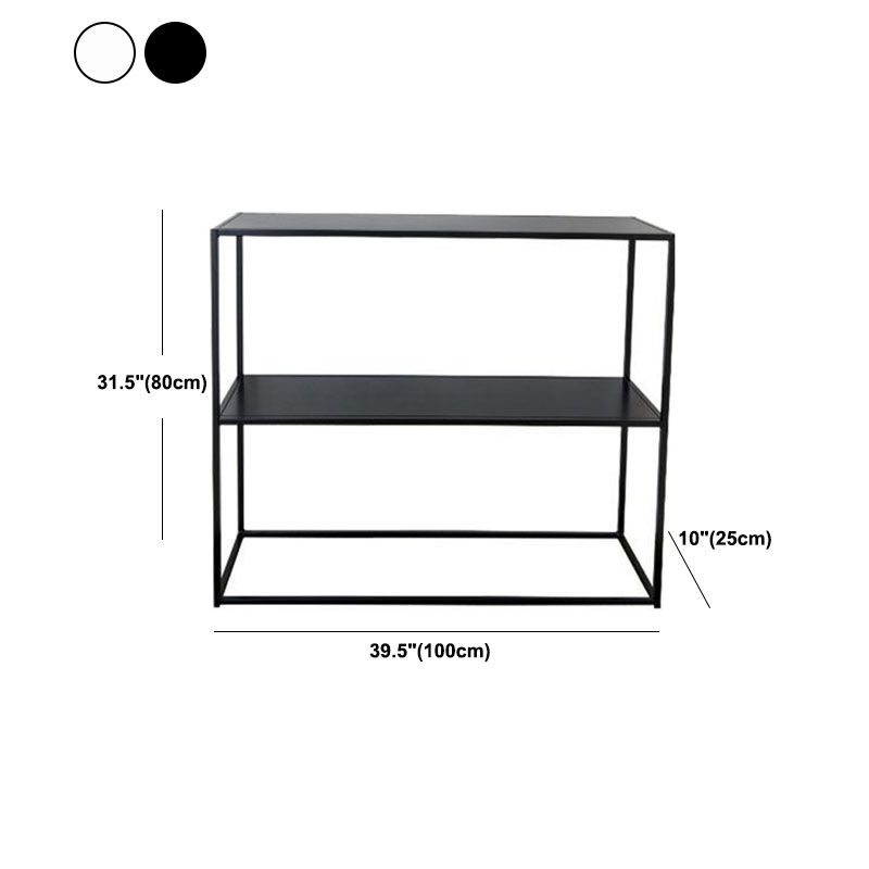 Modern Steel Console Table Rectangle Glass Shelves 10" W Accent Table for Hall