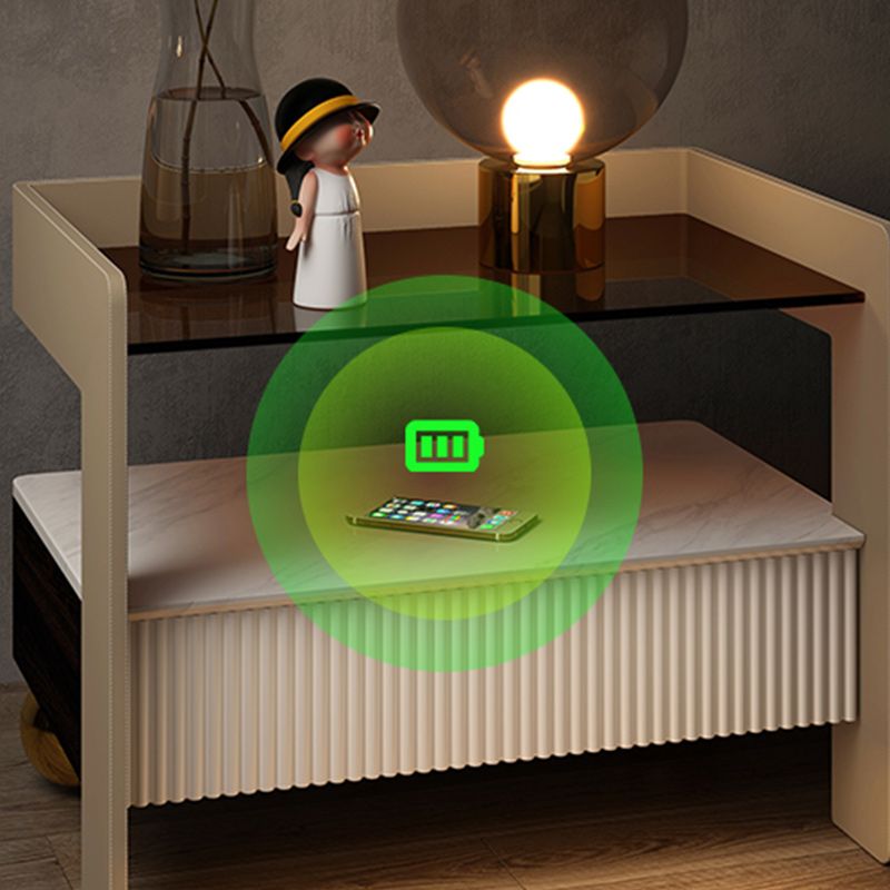 Wood Nightstand Or End Table, 20" Tall Bedside Cabinet with Legs and Drawer