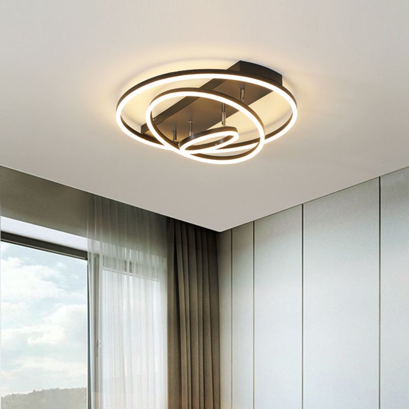 Plafonnier LED moderne à 3/5 niveaux en métal pour chambre à coucher, semi-encastré rotatif, noir/or