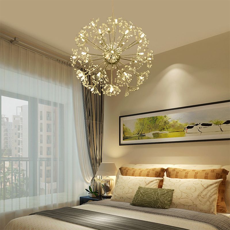Modern Style Chandelier Light Crystal Sphere Multi Head Pendant Light for Living Room