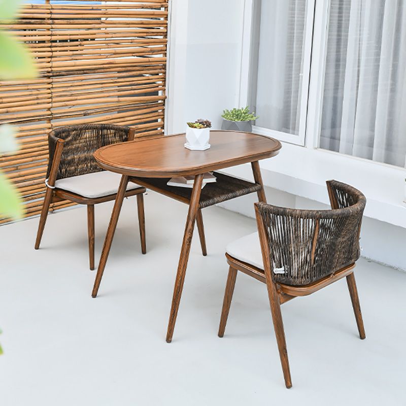 18" Wide Tropical Dining Armchair Upholstered Open Back Outdoor Chair