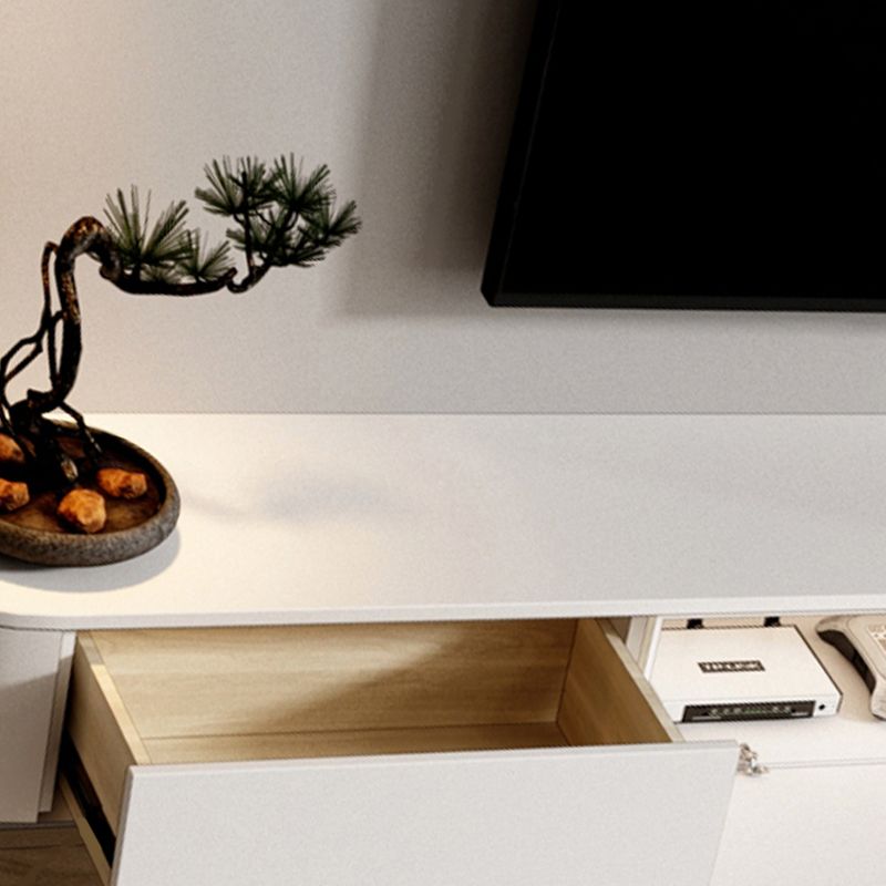 Modern White TV Media Stand Floating TV Stand Console with Drawers for Living Room