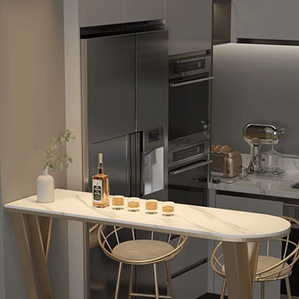 Stone Top Pub Table Traditional Luxury Bar Table with Double Pedestal