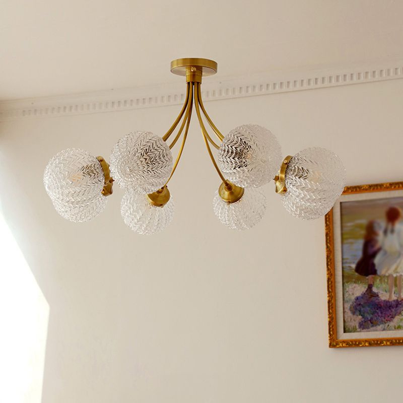 Glass Ball Shape Flush Mount Light Modern-Style Multi Lights Flush Ceiling Light in Brass