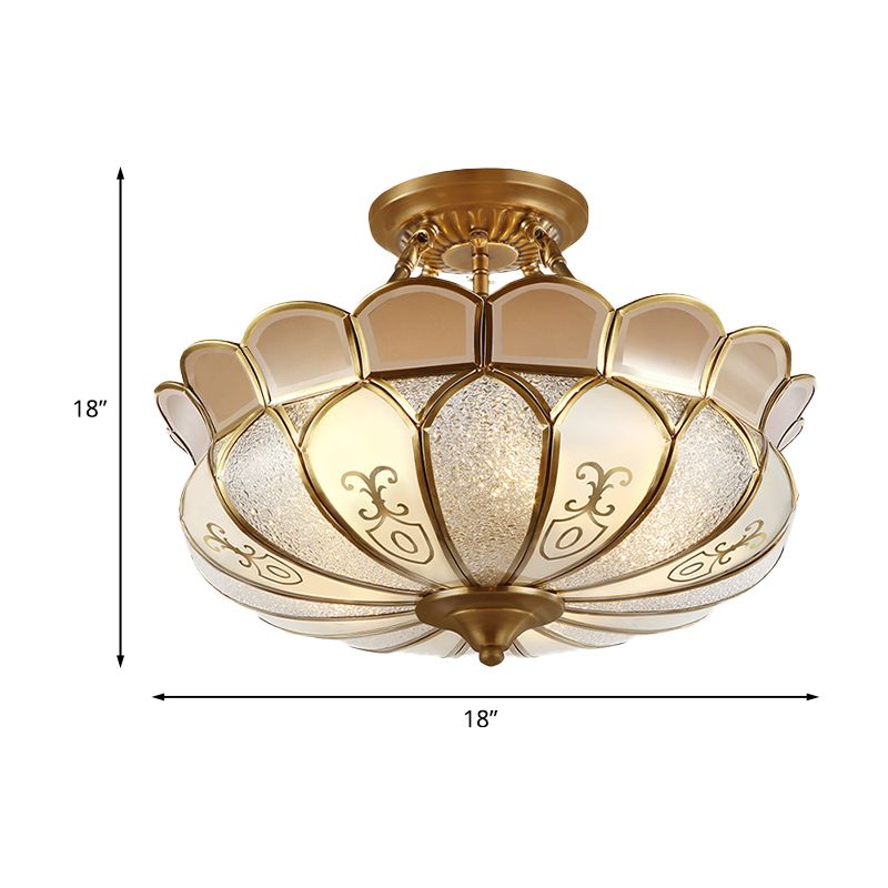 Sala da pranzo lotus a filo colonialismo in vetro smerigliato 4/5 luci in oro lampada semi -filo