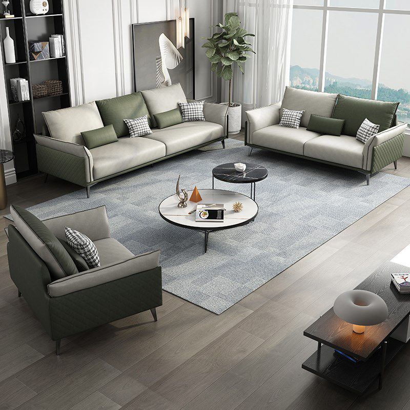 Contemporary Color Block Sofa Stain Resistant Flared Arm Sofa