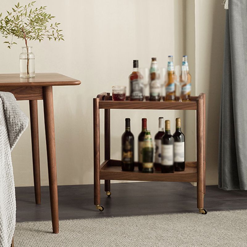 Rectangular Solid Wood Side Table Farmhouse 17" Wide Side Table with Wheels